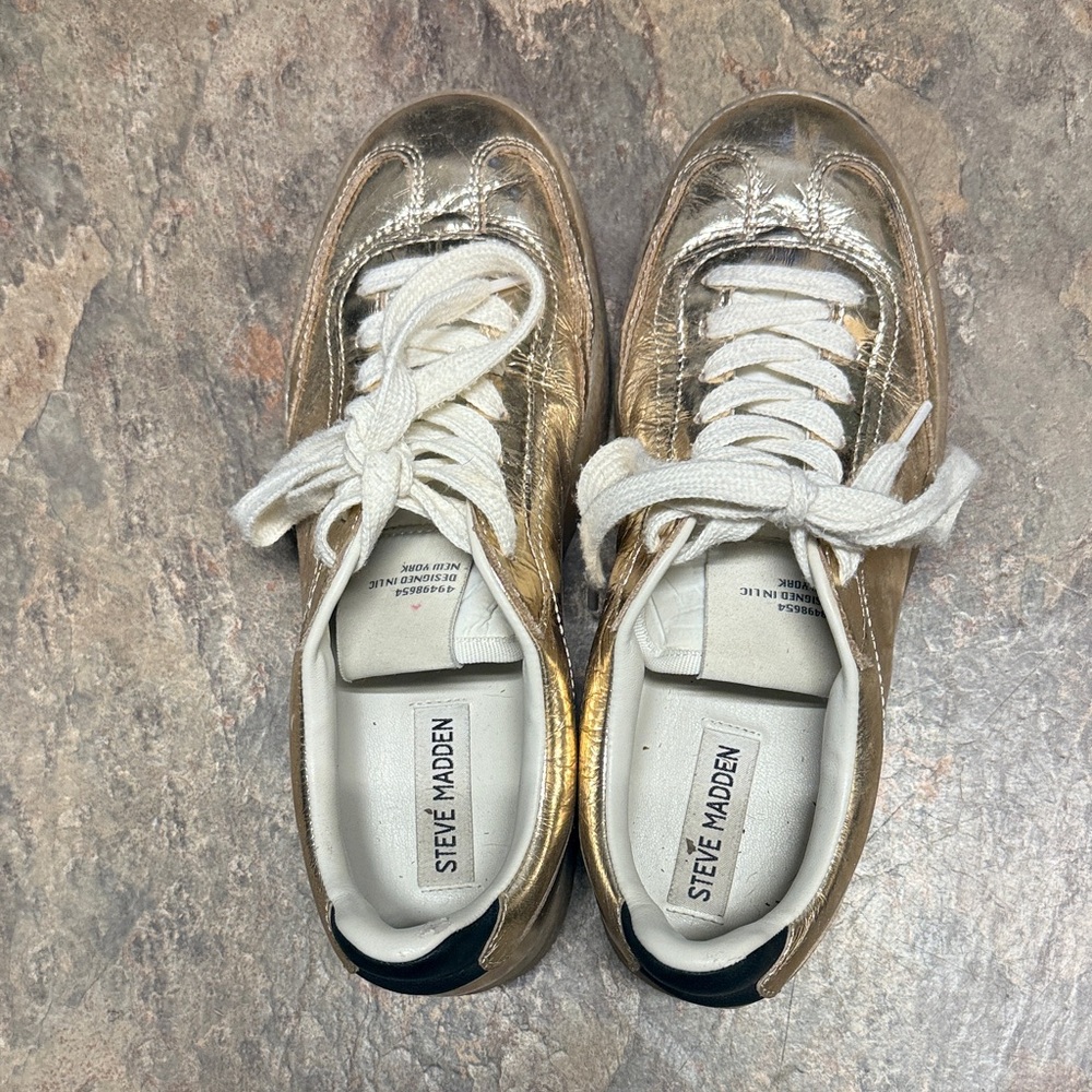Steve Madden Metallic Gold Women's Sneakers - Picture 8 of 11